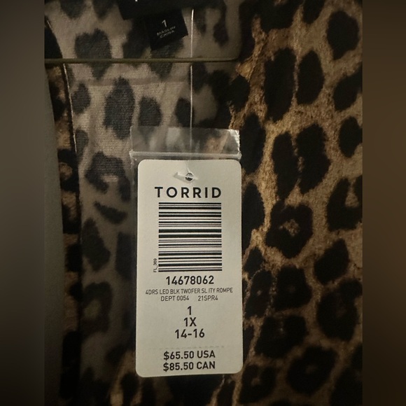 Torrid Leopard Print Romper with Black Accents - Picture 3 of 3